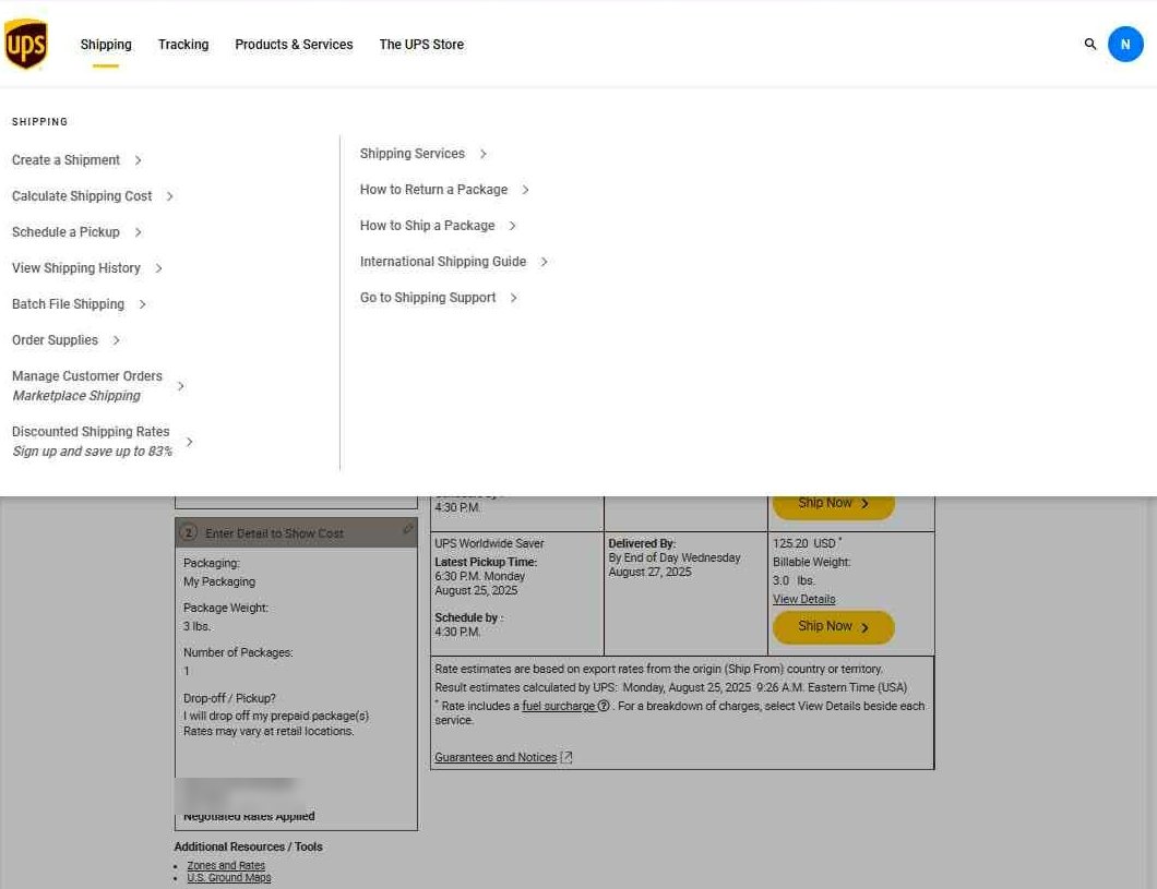 UPS rates